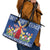 Netherlands Christmas Leather Tote Bag Windmills With Tulip Flowers - Wonder Print Shop