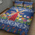 Netherlands Christmas Quilt Bed Set Windmills With Tulip Flowers