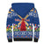 Netherlands Christmas Sherpa Hoodie Windmills With Tulip Flowers