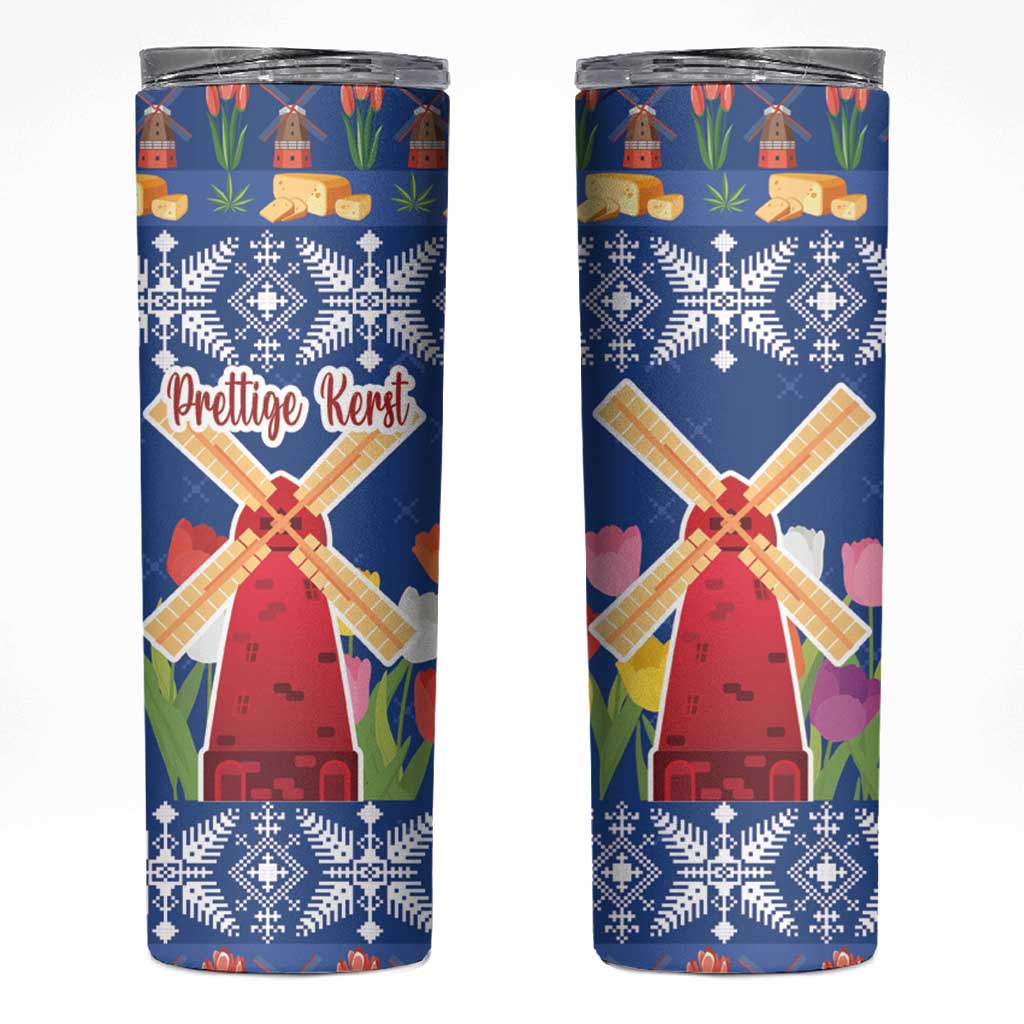 Netherlands Christmas Skinny Tumbler Windmills With Tulip Flowers