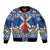 Netherlands Christmas Sleeve Zip Bomber Jacket Windmills With Tulip Flowers