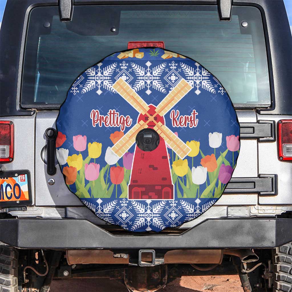 Netherlands Christmas Spare Tire Cover Windmills With Tulip Flowers