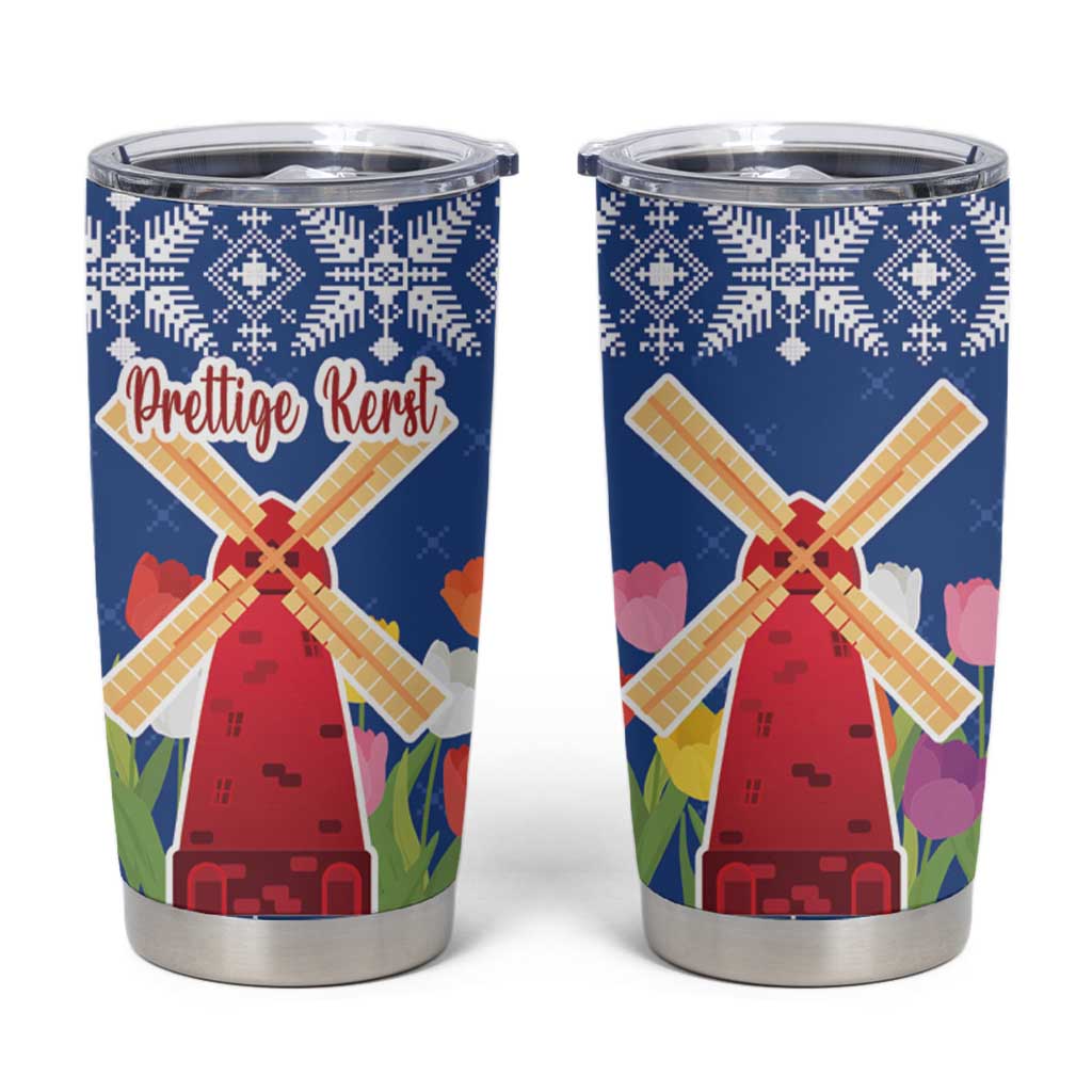 Netherlands Christmas Tumbler Cup Windmills With Tulip Flowers