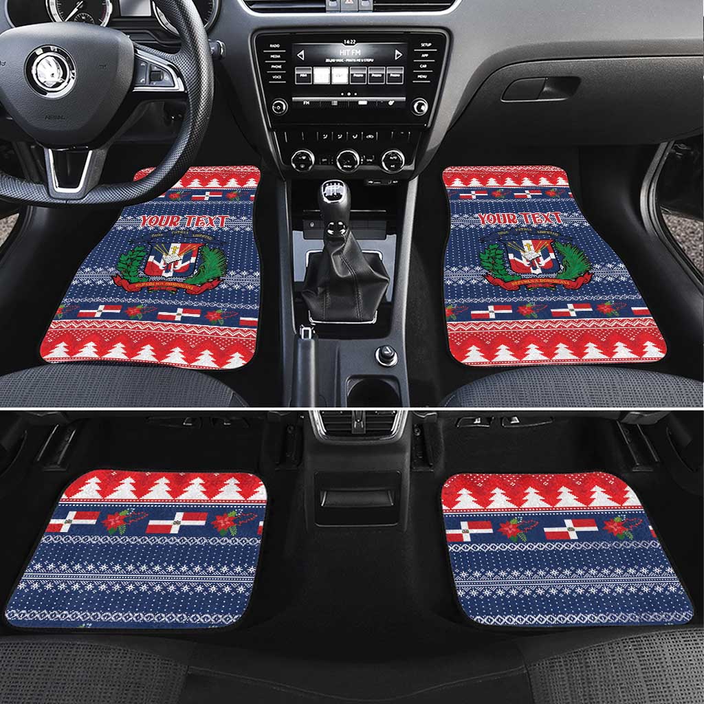 Personalized Dominican Republic Christmas Car Mats Dominicana Coat Of Arms Christmas Pattern