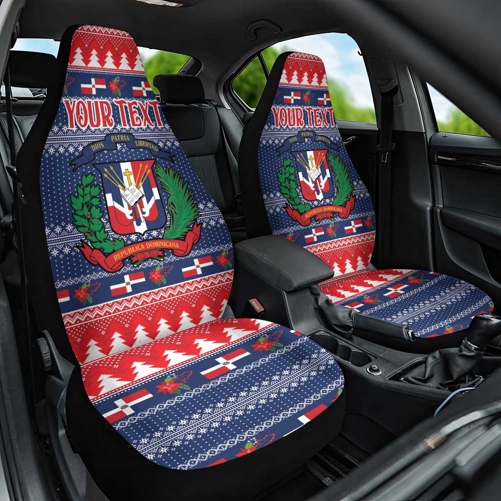 Personalized Dominican Republic Christmas Car Seat Cover Dominicana Coat Of Arms Christmas Pattern