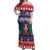 Personalized Dominican Republic Christmas Off Shoulder Maxi Dress Dominicana Coat Of Arms Christmas Pattern - Wonder Print Shop