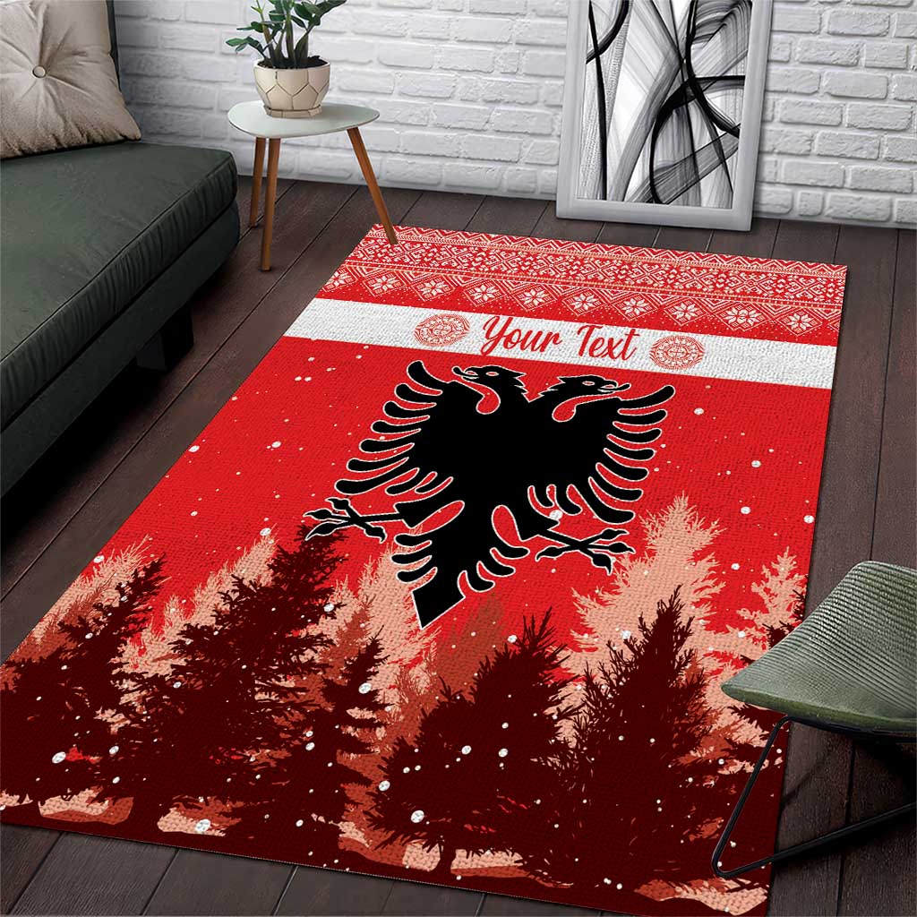 Personalized Albania Christmas Area Rug The Double-headed Eagle Christmas Pattern - Wonder Print Shop