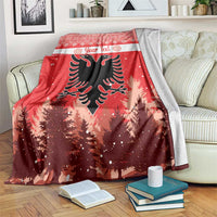 Red double-headed eagle Christmas blanket with pine tree and snowflake pattern, personalized text band