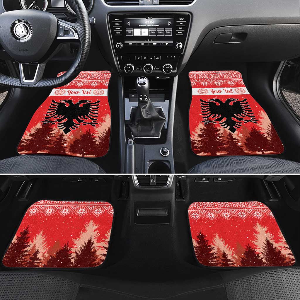 Personalized Albania Christmas Car Mats The Double-headed Eagle Christmas Pattern - Wonder Print Shop