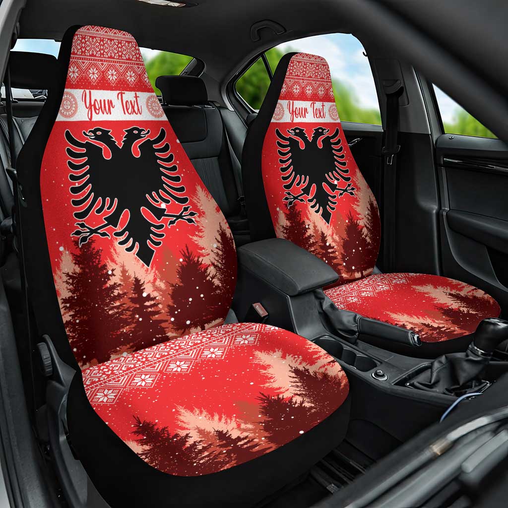 Personalized Albania Christmas Car Seat Cover The Double-headed Eagle Christmas Pattern - Wonder Print Shop