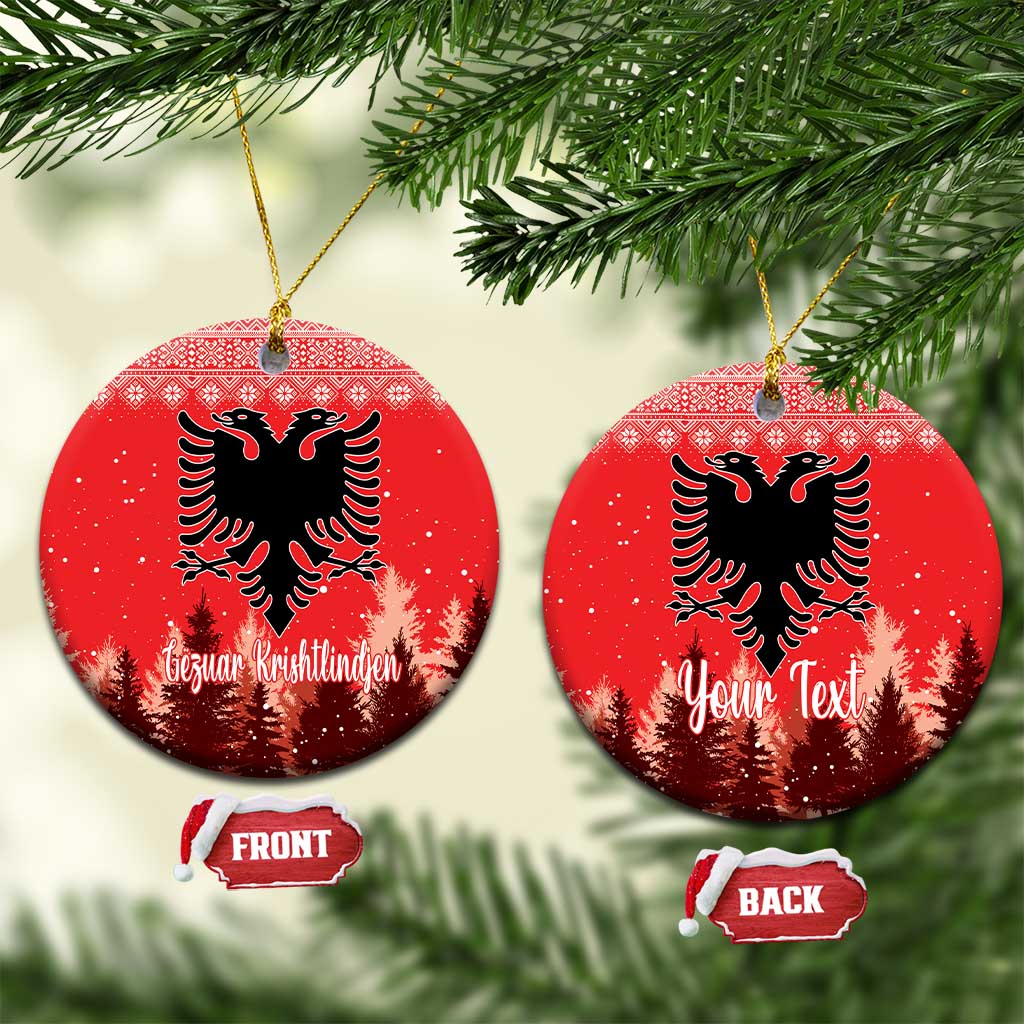 Personalized Albania Christmas Ceramic Ornament The Double-headed Eagle Christmas Pattern - Wonder Print Shop