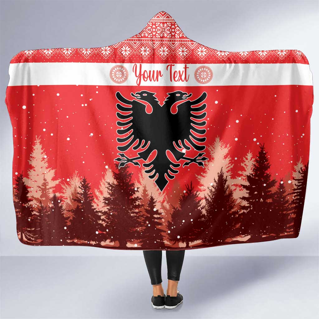 Personalized Albania Christmas Hooded Blanket The Double-headed Eagle Christmas Pattern