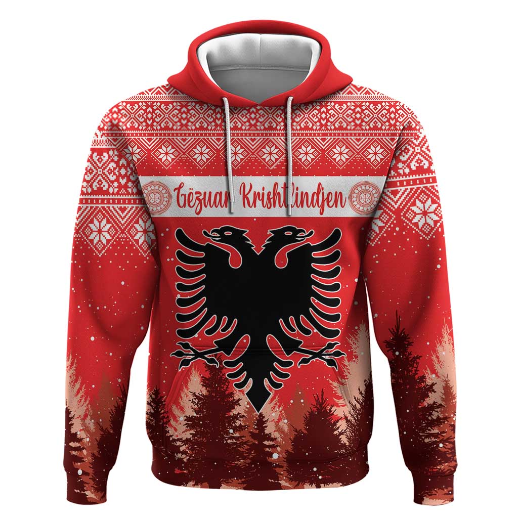 Personalized Albania Christmas Hoodie The Double-headed Eagle Christmas Pattern - Wonder Print Shop