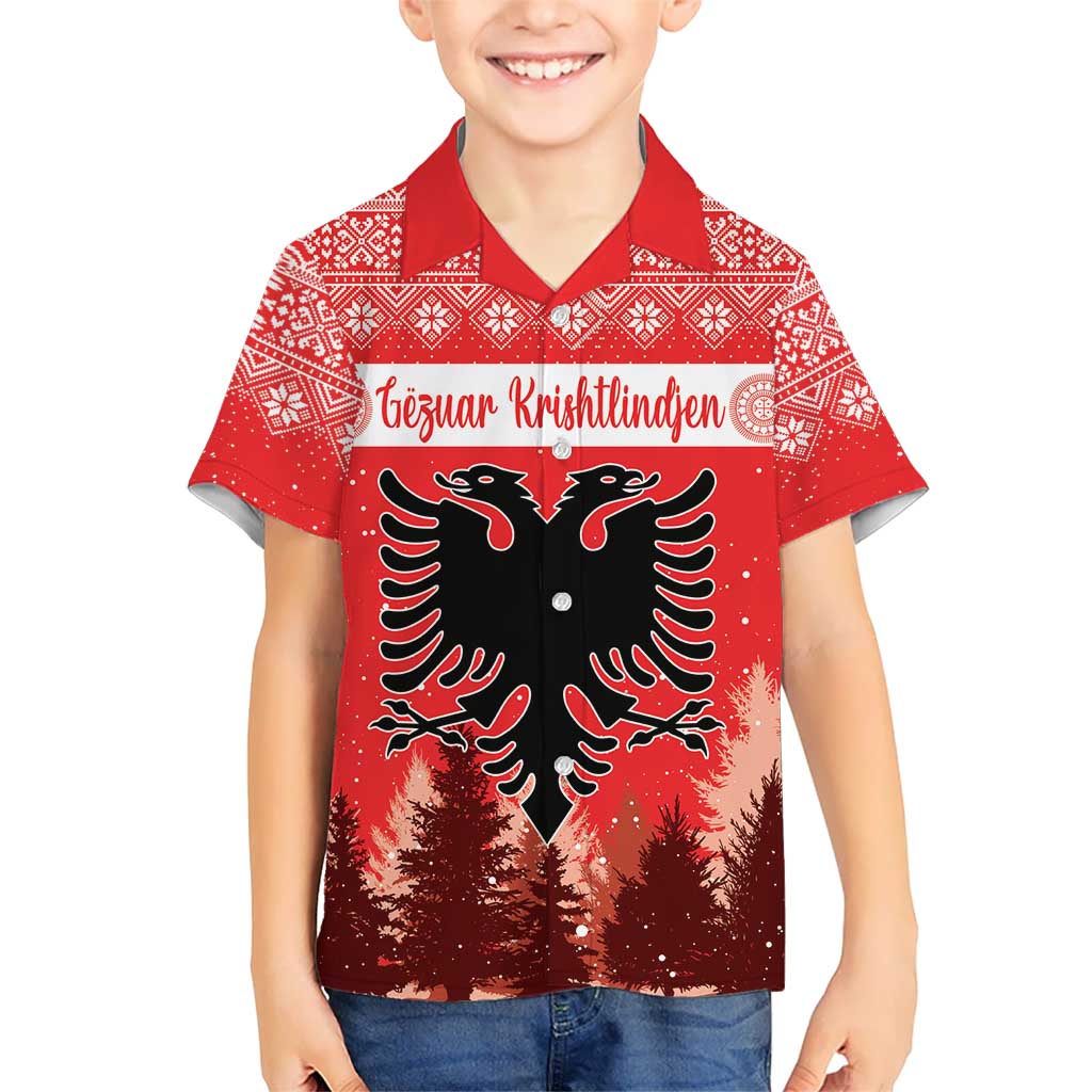 Personalized Albania Christmas Kid Hawaiian Shirt The Double-headed Eagle Christmas Pattern - Wonder Print Shop