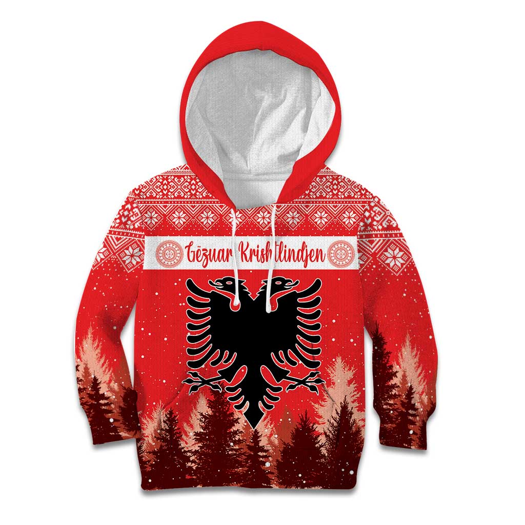 Personalized Albania Christmas Kid Hoodie The Double-headed Eagle Christmas Pattern - Wonder Print Shop