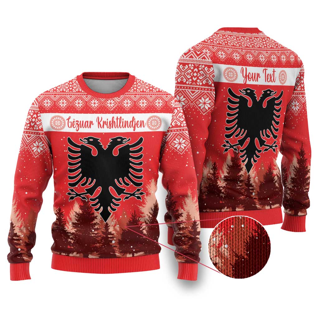 Personalized Albania Christmas Ugly Christmas Sweater The Double-headed Eagle Christmas Pattern