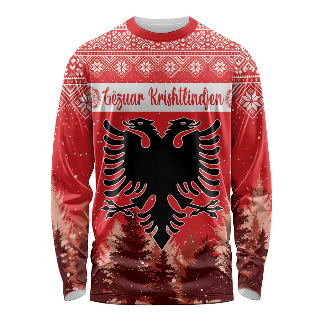 Personalized Albania Christmas Long Sleeve Shirt The Double-headed Eagle Christmas Pattern - Wonder Print Shop