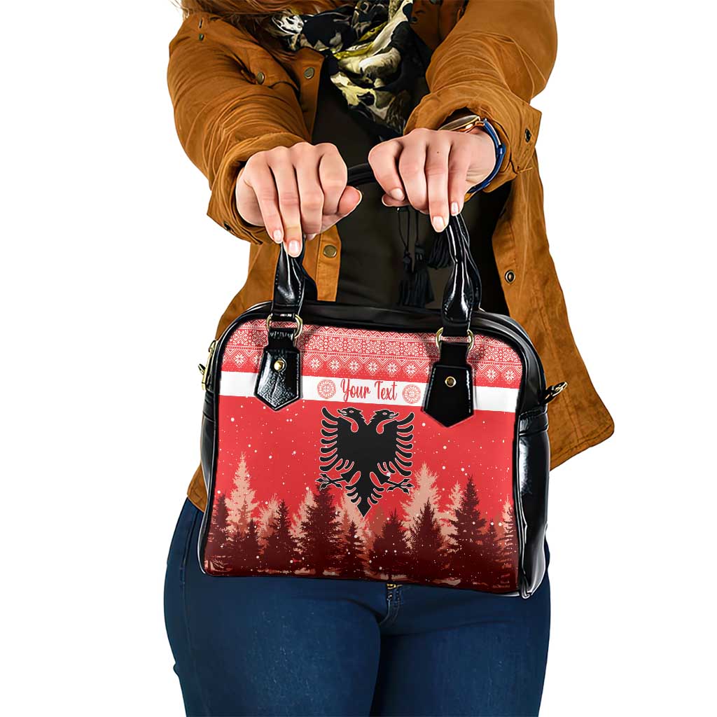 Personalized Albania Christmas Shoulder Handbag The Double-headed Eagle Christmas Pattern