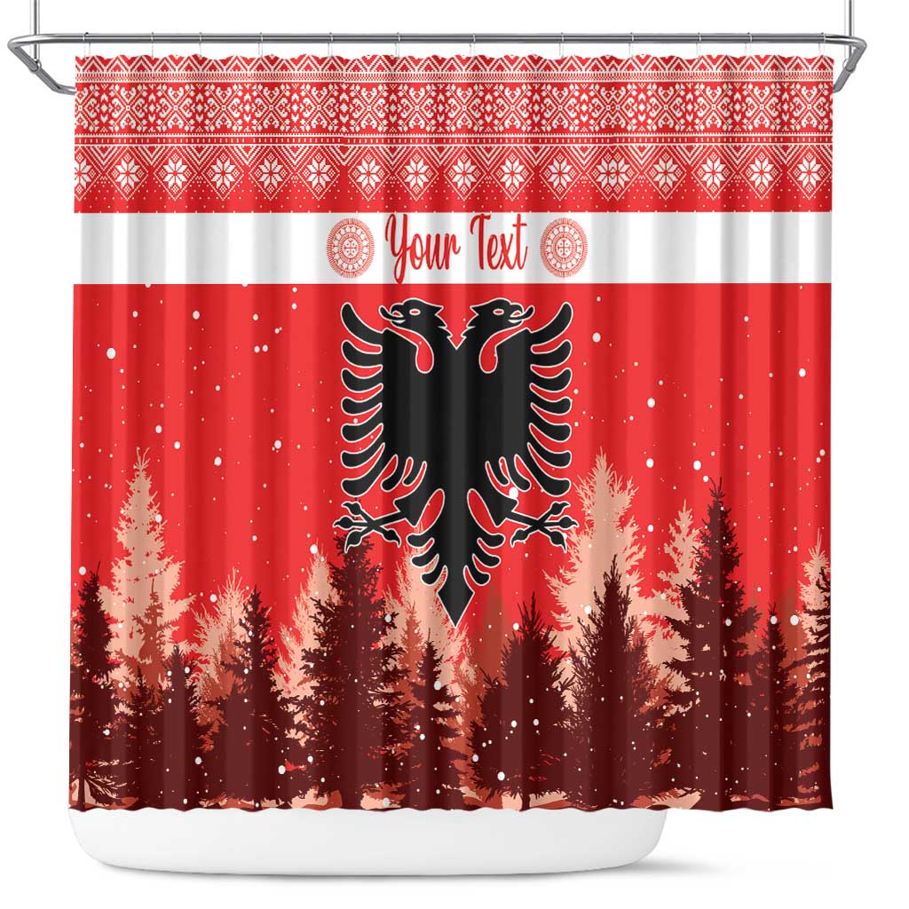 Personalized Albania Christmas Shower Curtain The Double-headed Eagle Christmas Pattern