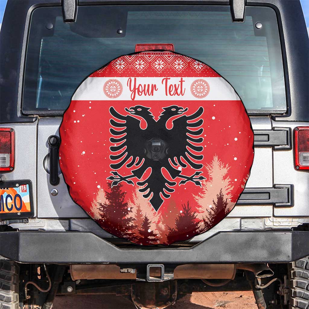 Personalized Albania Christmas Spare Tire Cover The Double-headed Eagle Christmas Pattern - Wonder Print Shop