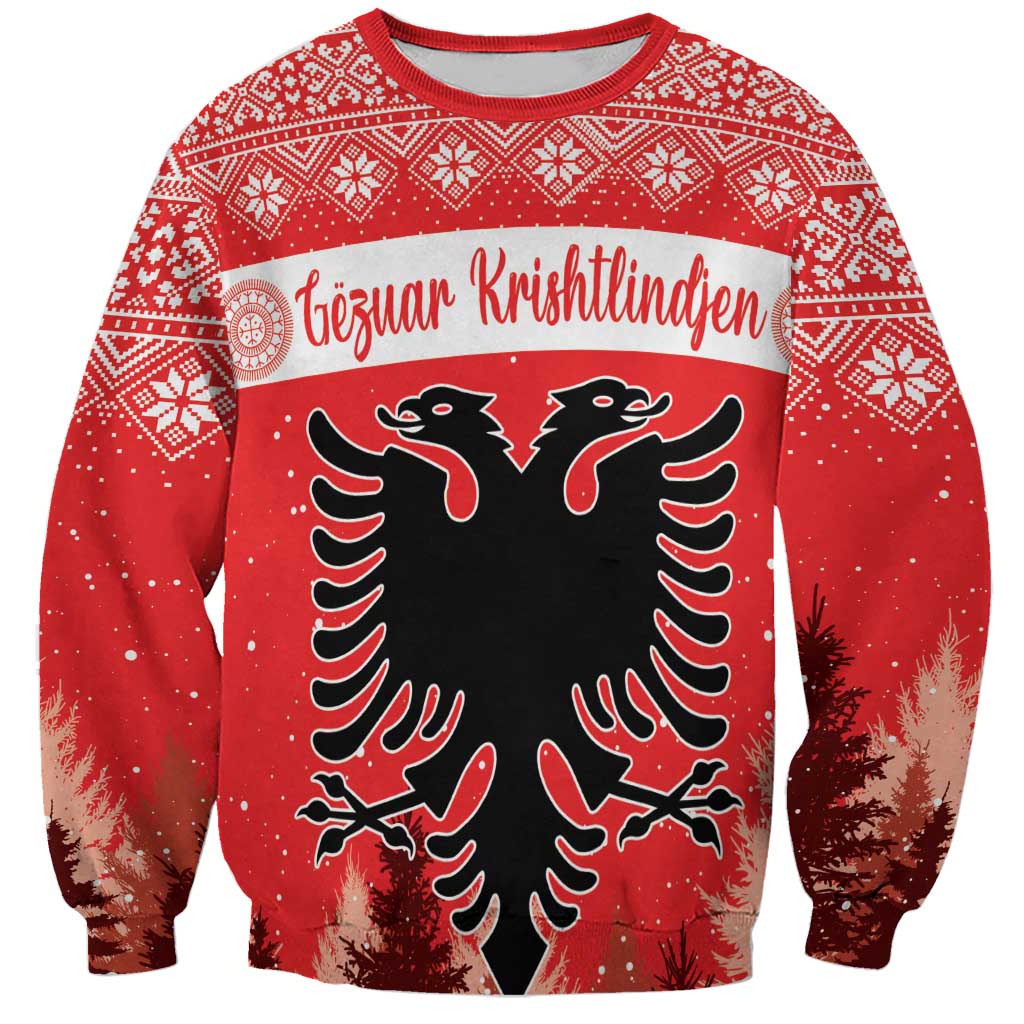 Personalized Albania Christmas Sweatshirt The Double-headed Eagle Christmas Pattern