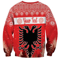 Red Christmas sweatshirt back with 'Your Text' banner and double-headed eagle graphic