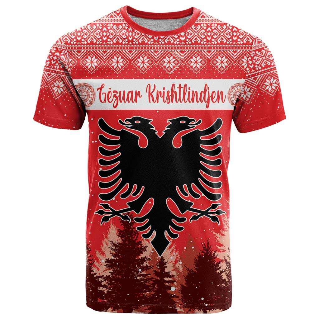 Personalized Albania Christmas T Shirt The Double-headed Eagle Christmas Pattern - Wonder Print Shop