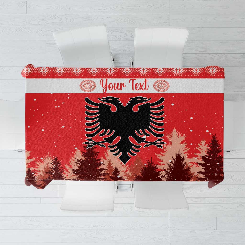 Personalized red Christmas tablecloth with double-headed eagle and pine tree pattern