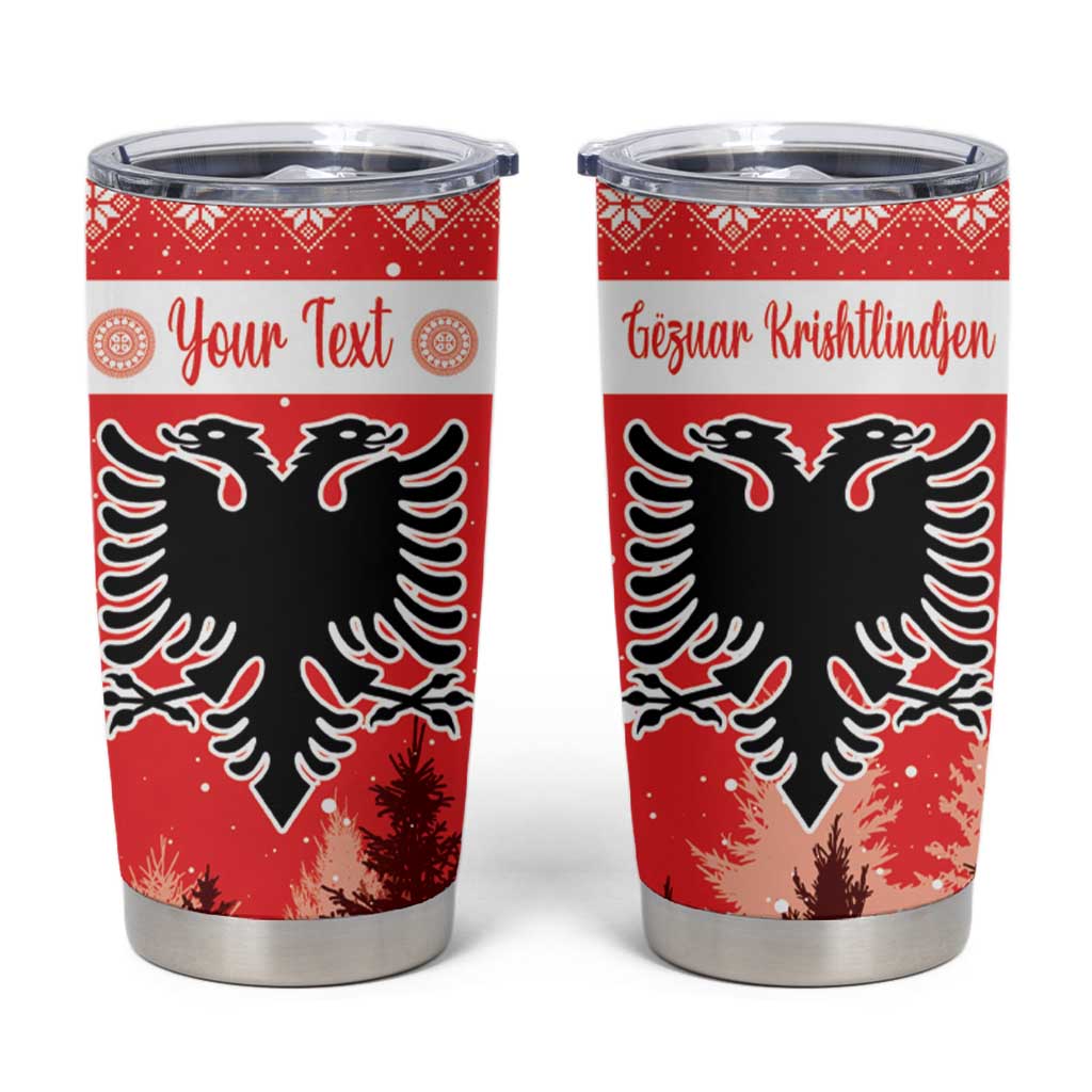 Personalized Albania Christmas Tumbler Cup The Double-headed Eagle Christmas Pattern - Wonder Print Shop