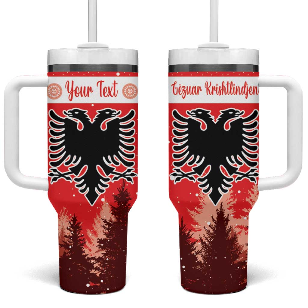 Personalized Albania Christmas Tumbler With Handle The Double-headed Eagle Christmas Pattern - Wonder Print Shop