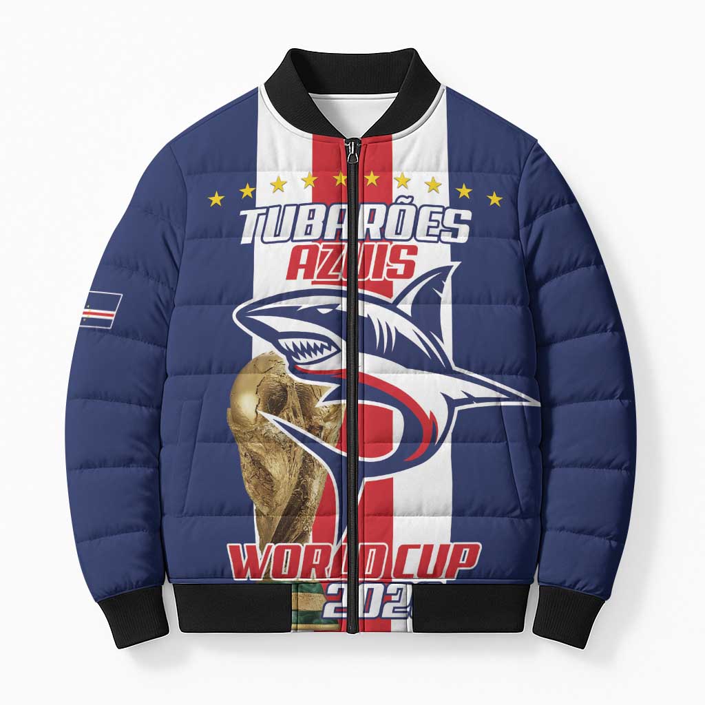Cape Verde Football Bomber Puffer Jacket Tubaroes Azuis World Cup 2026 - Wonder Print Shop
