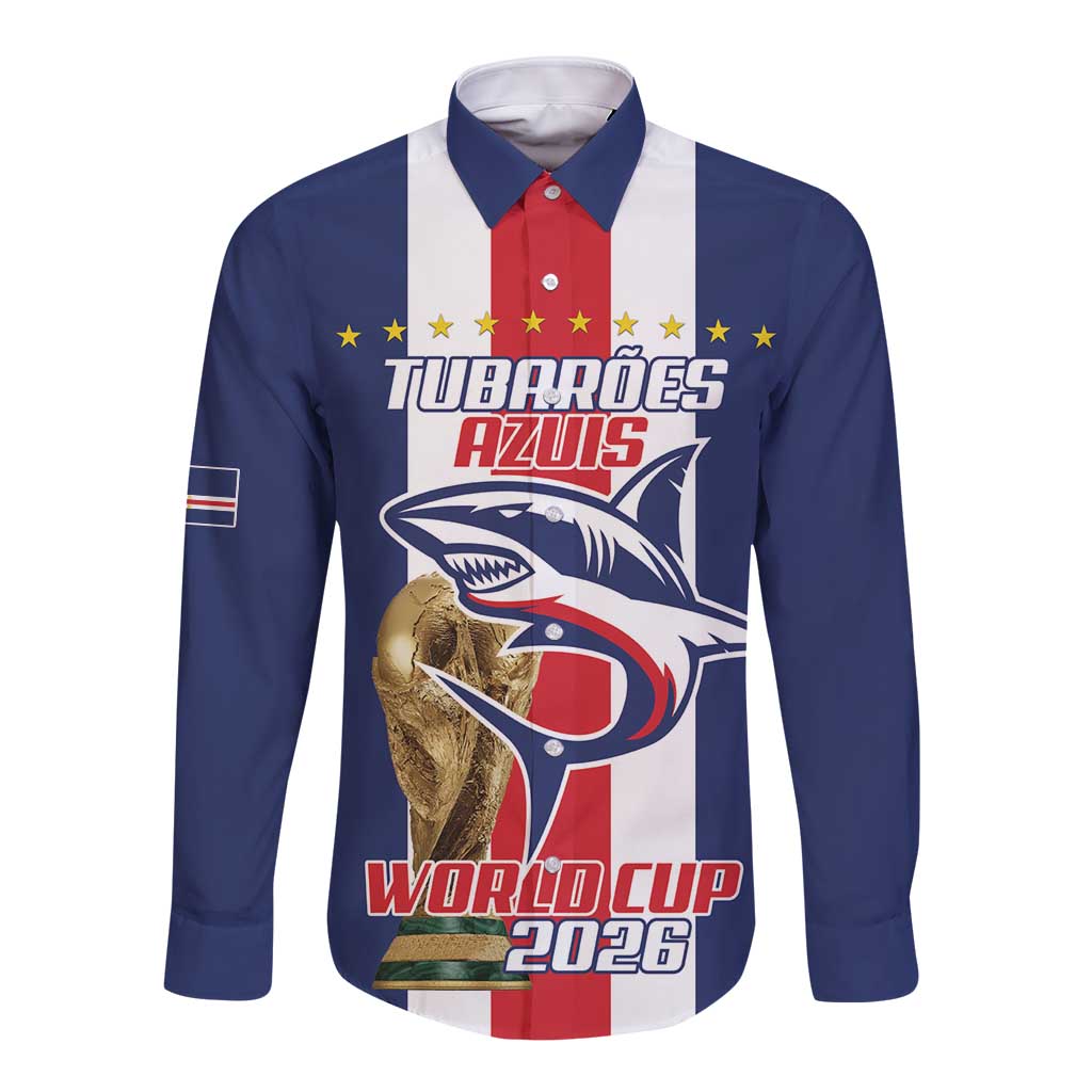 Cape Verde Football Long Sleeve Button Shirt Tubaroes Azuis World Cup 2026 - Wonder Print Shop