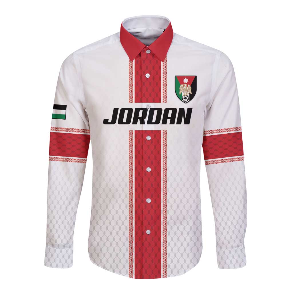 Custom Jordan Heritage Football Long Sleeve Button Shirt Al Nashama Sporty Style - Wonder Print Shop