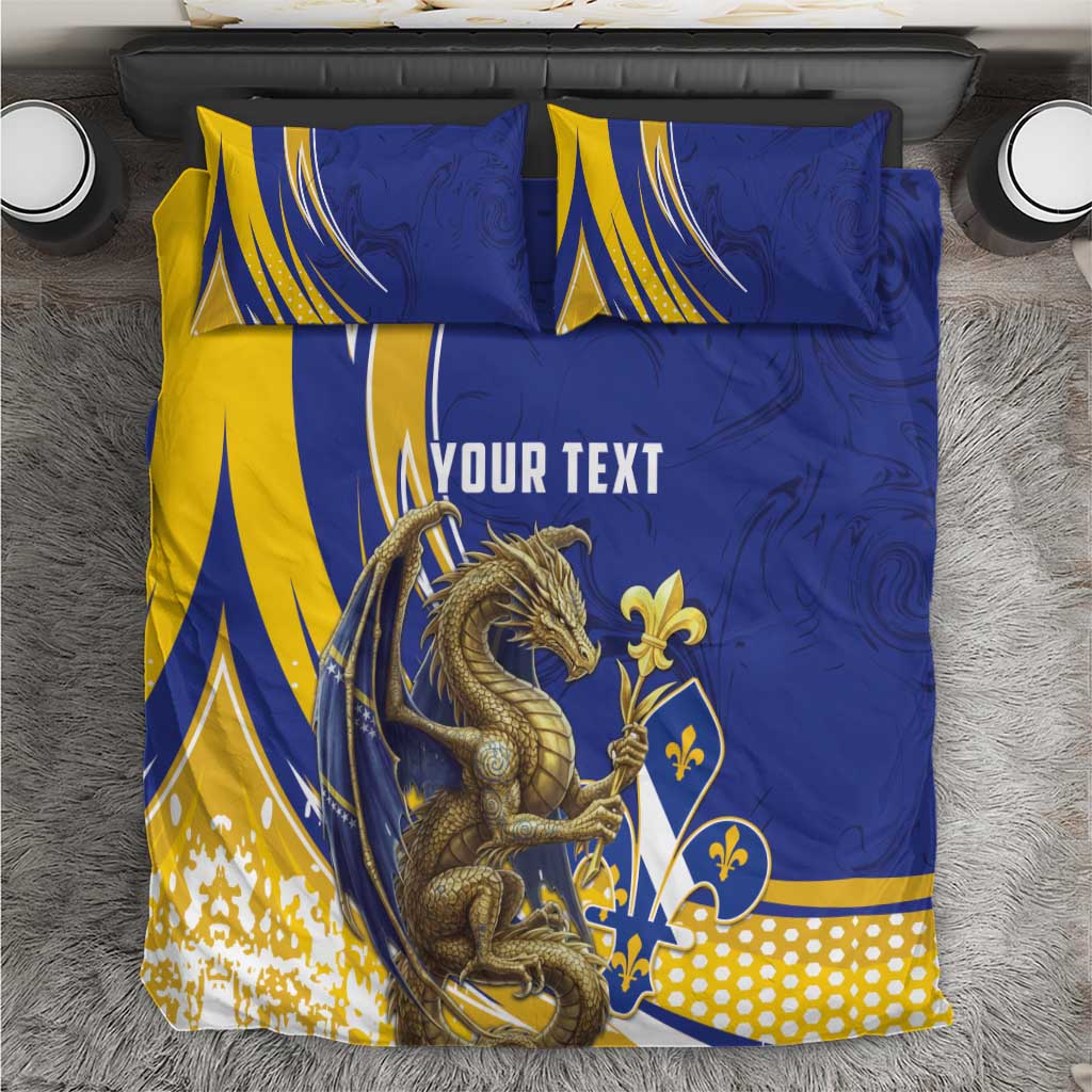 Bosnia and Herzegovina Independence Day Personalized Bedding Set Medieval Dragon Fleur-de-Lis Patriotic