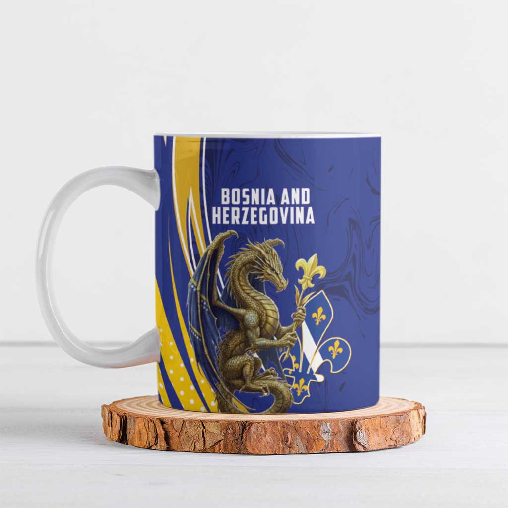 Bosnia and Herzegovina Independence Day Personalized Ceramic Mug Medieval Dragon Fleur-de-Lis Patriotic