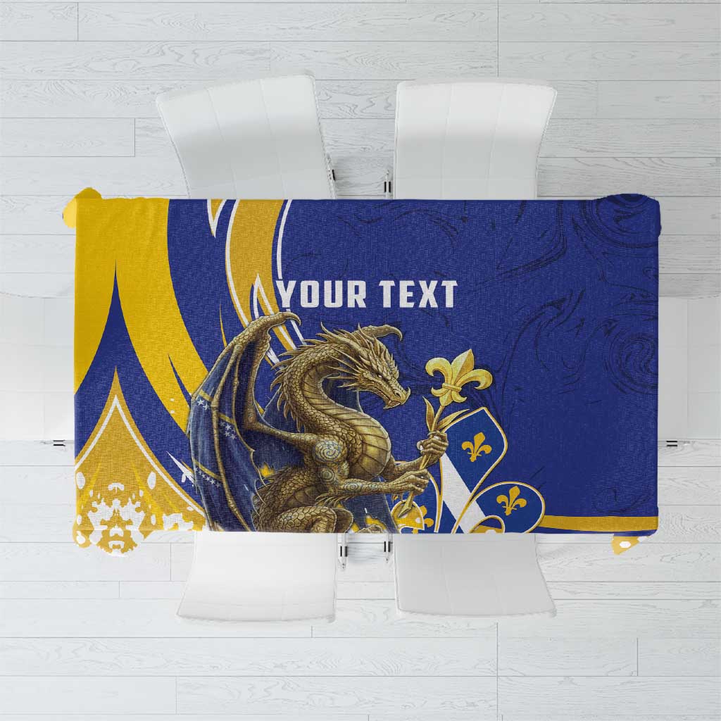 Bosnia and Herzegovina Independence Day Personalized Tablecloth Medieval Dragon Fleur-de-Lis Patriotic