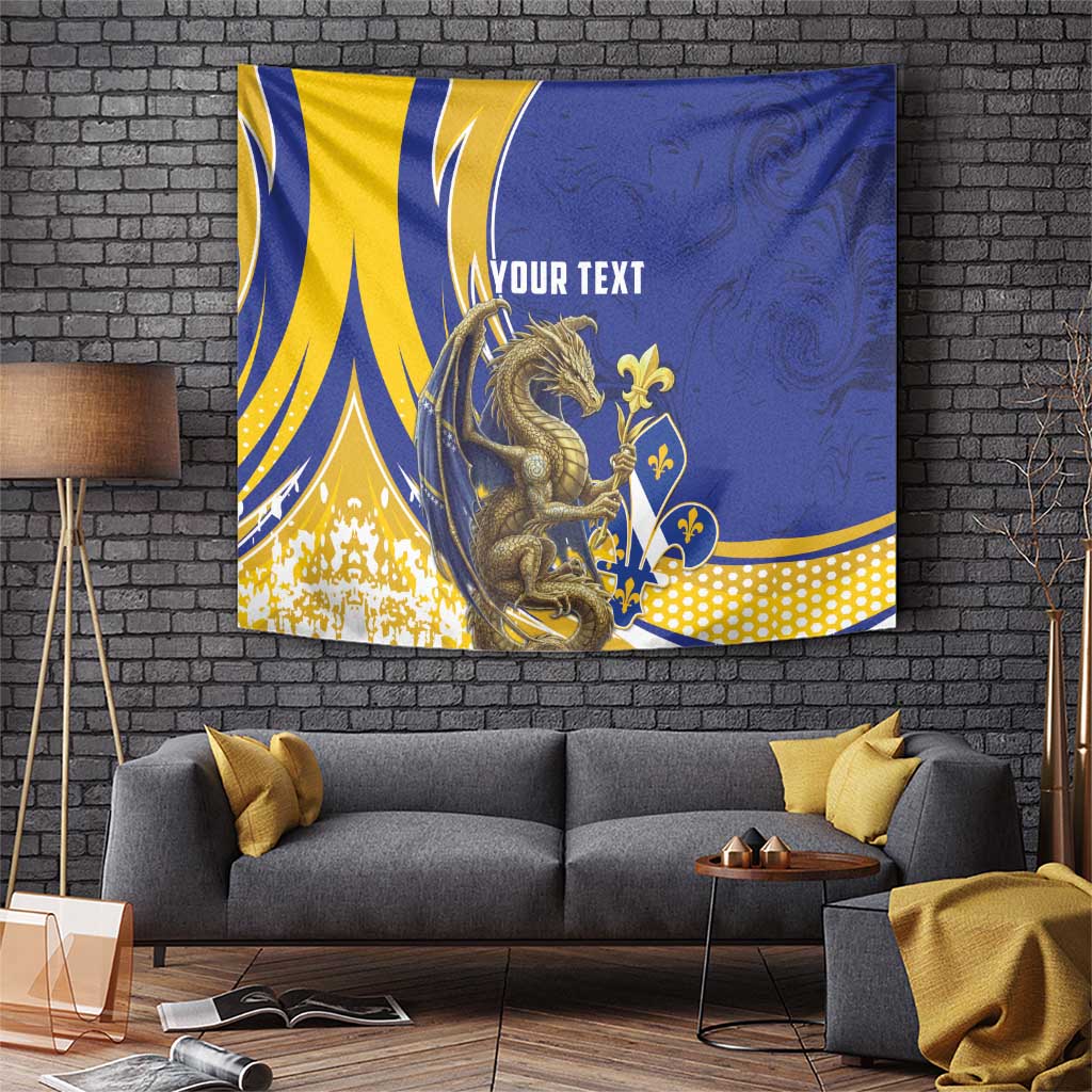 Bosnia and Herzegovina Independence Day Personalized Tapestry Medieval Dragon Fleur-de-Lis Patriotic
