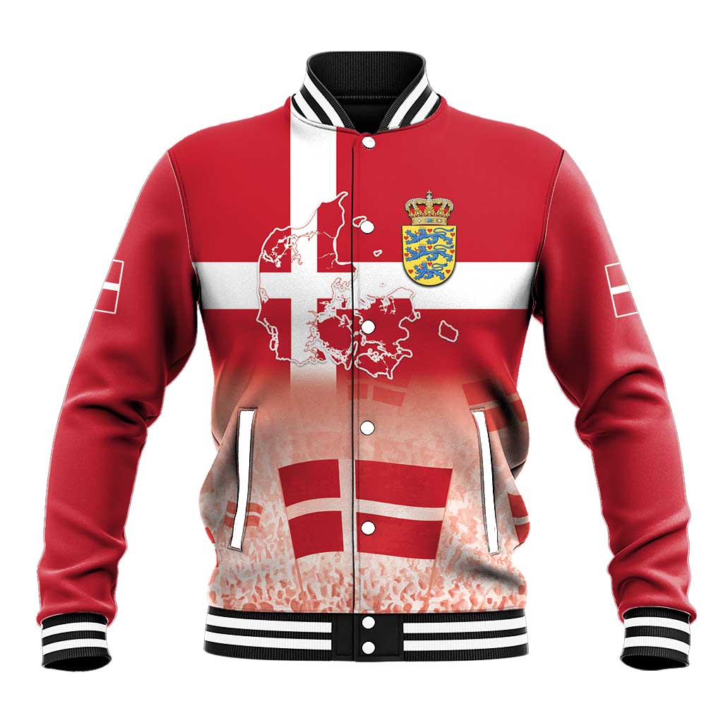Danish National Flag Day Baseball Jacket Coat Of Arms With Map