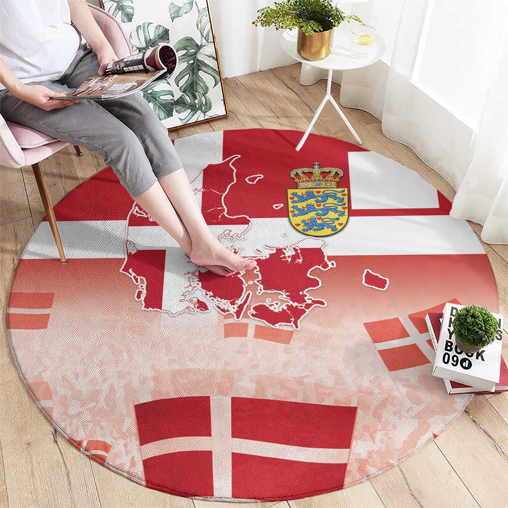 Danish National Flag Day Round Carpet Coat Of Arms With Map