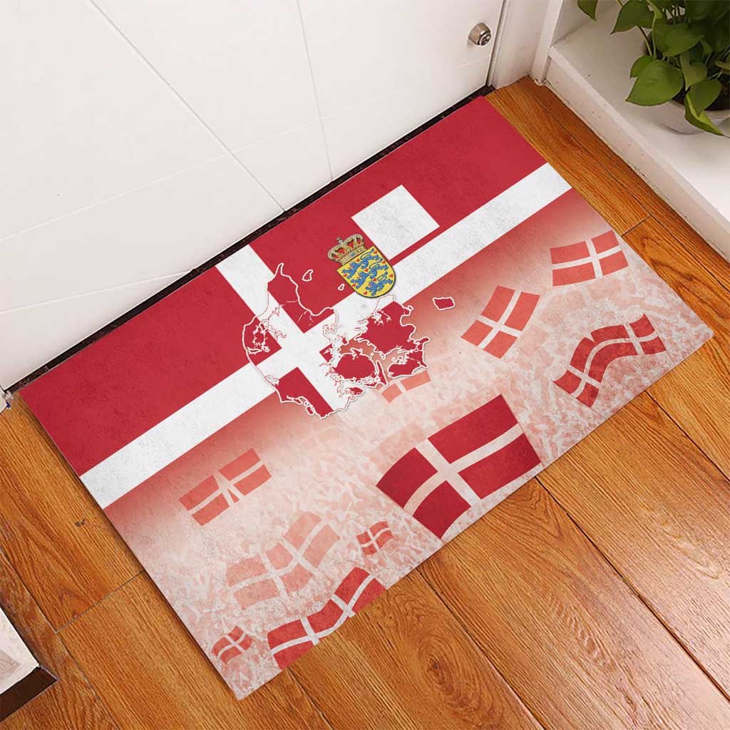 Danish National Flag Day Rubber Doormat Coat Of Arms With Map
