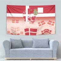 Danish coat of arms map tapestry wall hanging with red white flag designs