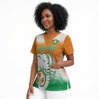 Custom Ivory Coast Football Scrub Top Proud Elephant Fan Edition