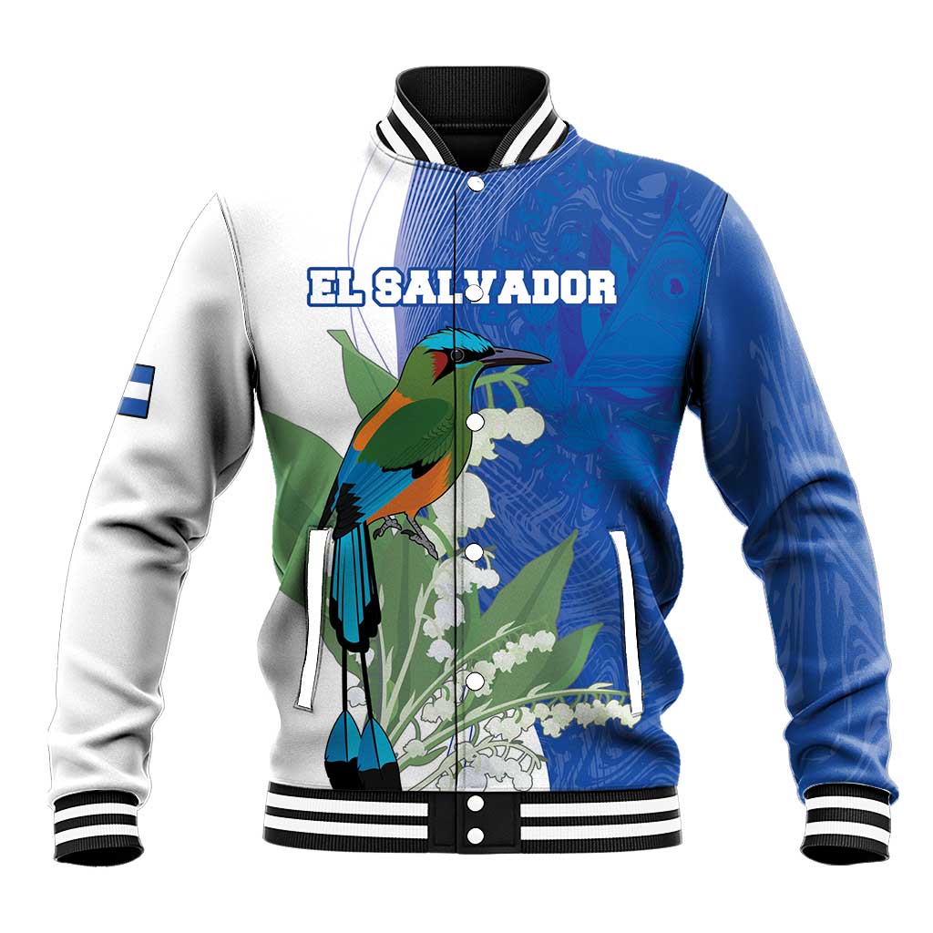 Personalized El Salvador Turquoise Browed Motmot Baseball Jacket With Yucca Flowers - Wonder Print Shop