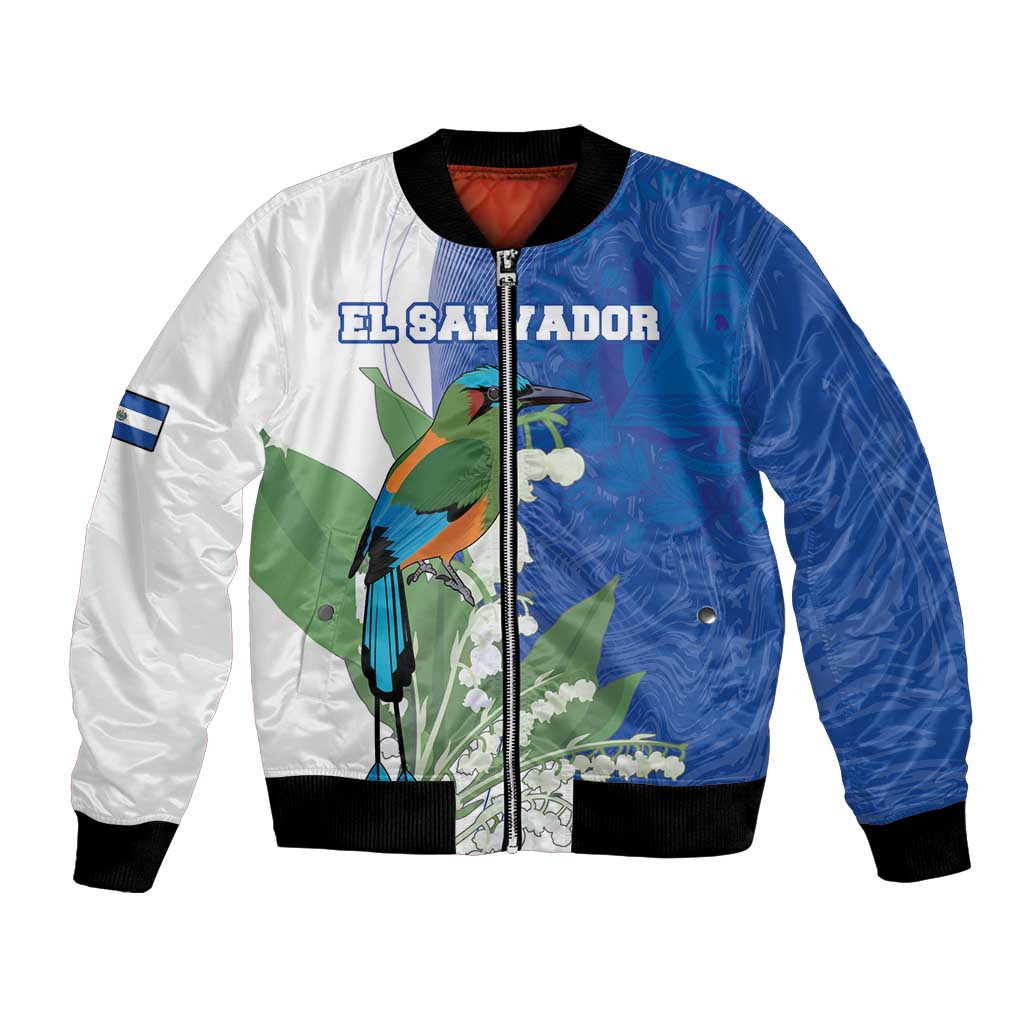 Personalized El Salvador Turquoise Browed Motmot Bomber Jacket With Yucca Flowers - Wonder Print Shop