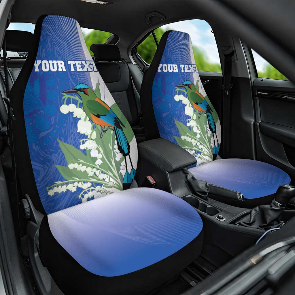 Personalized El Salvador Turquoise Browed Motmot Car Seat Cover With Yucca Flowers - Wonder Print Shop