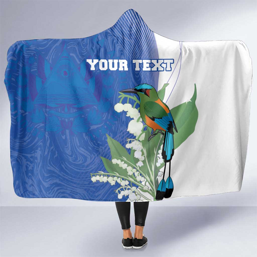 Personalized El Salvador Turquoise Browed Motmot Hooded Blanket With Yucca Flowers