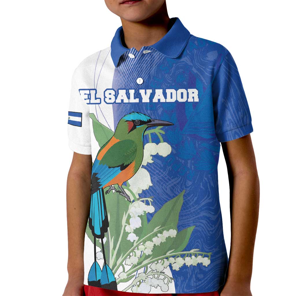 Personalized El Salvador Turquoise Browed Motmot Kid Polo Shirt With Yucca Flowers - Wonder Print Shop