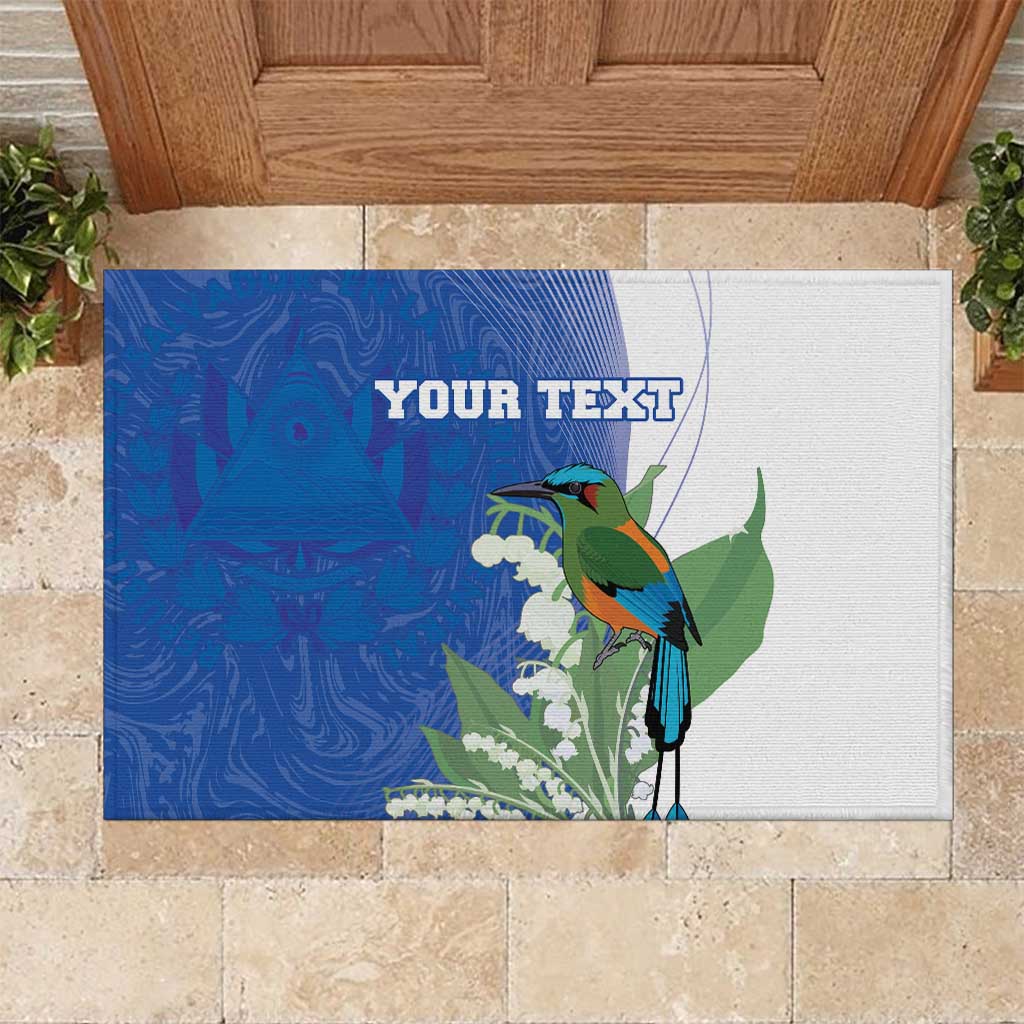 Personalized El Salvador Turquoise Browed Motmot Rubber Doormat With Yucca Flowers - Wonder Print Shop