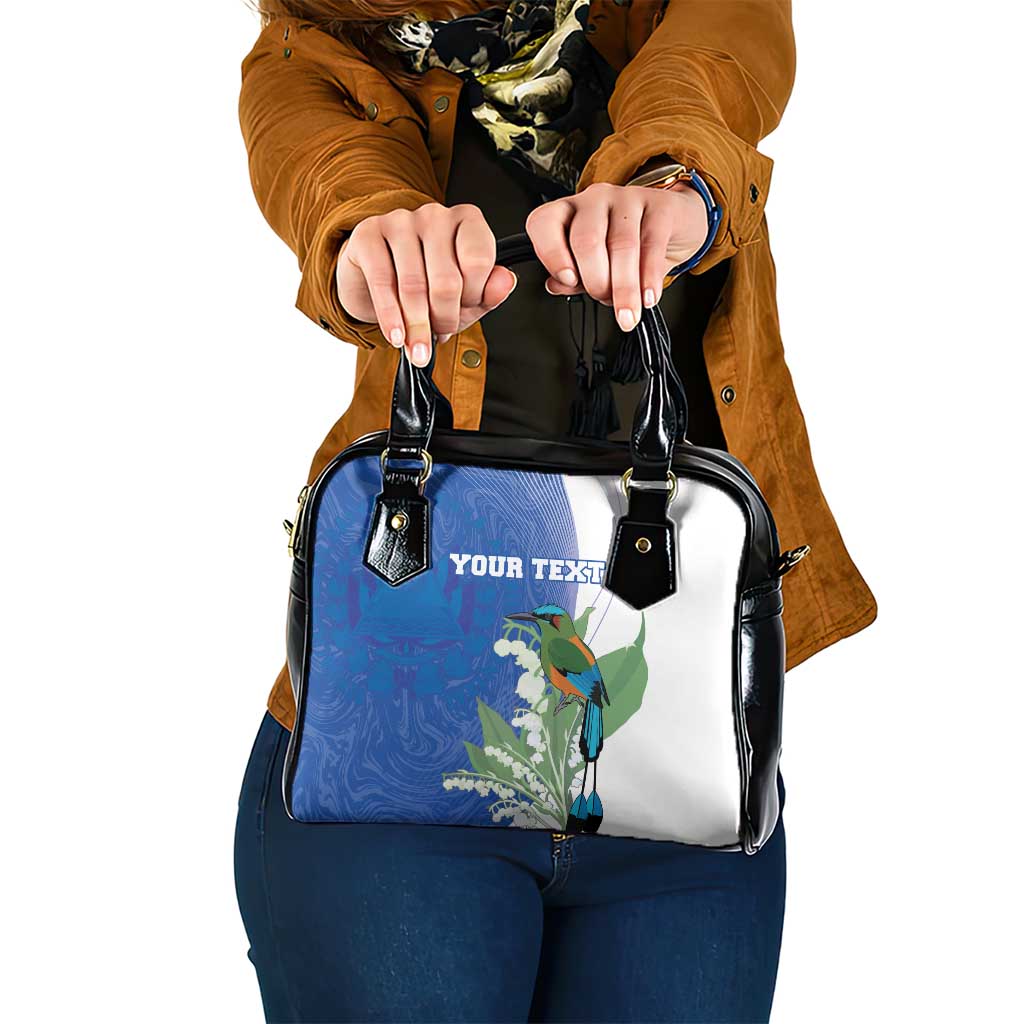 Personalized El Salvador Turquoise Browed Motmot Shoulder Handbag With Yucca Flowers