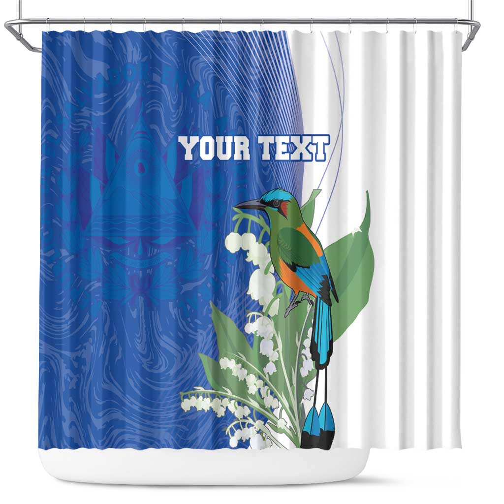 Personalized El Salvador Turquoise Browed Motmot Shower Curtain With Yucca Flowers